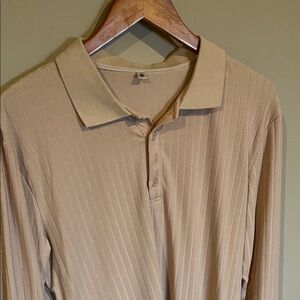 Men's Tan Long Sleeve Polo Shirt
